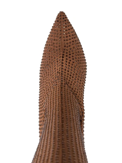 Gedebe Logan 115mm Crystal-embellished Boots In Brown