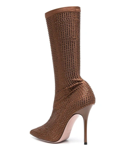 Shop Gedebe Crystal Embellishment Heel Boots In Brown