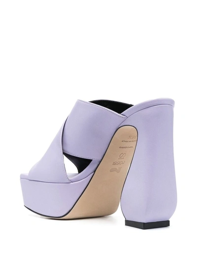 Shop Si Rossi Leather Heel Mules In Lilac