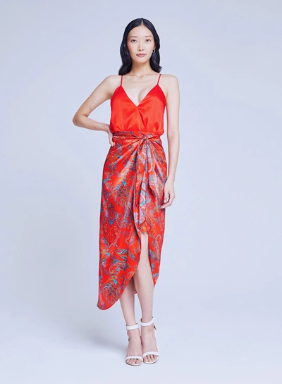 Womens L'Agence red Silk Jaxon Bodysuit