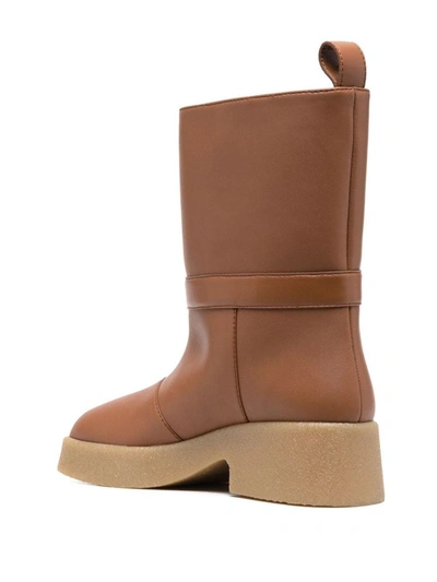 Shop Stella Mccartney Skyla Rain Boots In Leather Brown