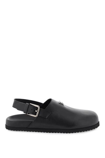 Shop Dolce & Gabbana Leather Clogs With Buckle
