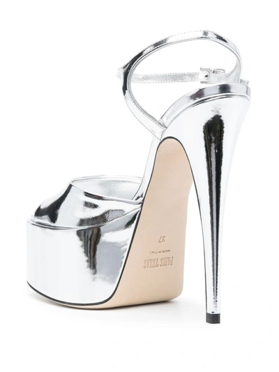 Shop Paris Texas Pamela Mirror Leather Platform Sandals In Silver