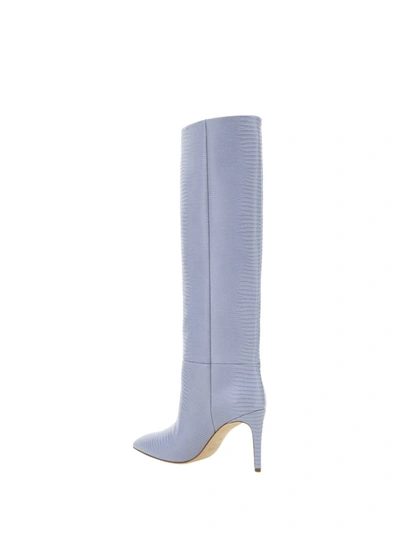 Paris Texas Lizard Skin-effect Knee-high Boots In Denim