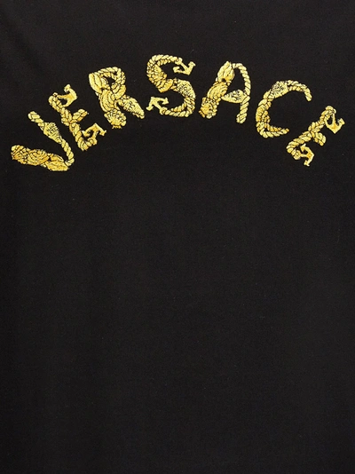 Shop Versace Logo Embroidery T-shirt In Black