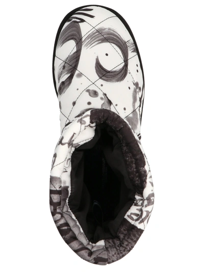 Shop Dolce & Gabbana Logo Print Nylon Boots Boots, Ankle Boots White/black