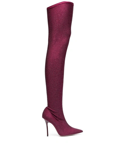 Shop Gedebe Crystal Embellishment Heel Boots In Bordeaux