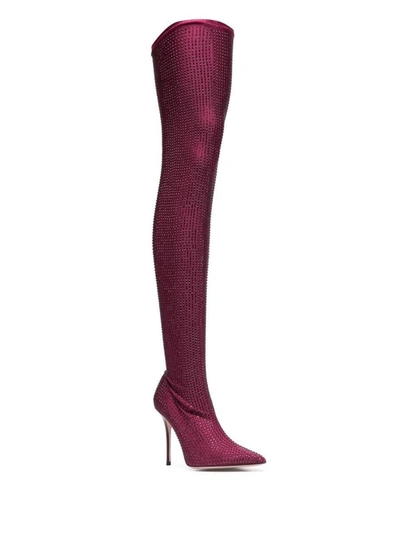 Shop Gedebe Crystal Embellishment Heel Boots In Bordeaux