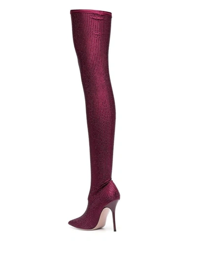 Gedebe Crystal Embellishment Heel Boots In Bordeaux