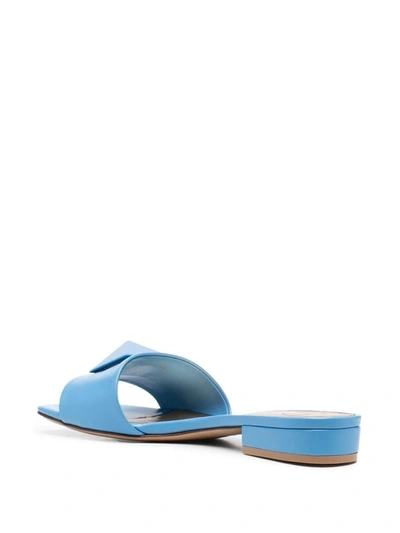 Shop Valentino Garavani One Stud Leatehr Flat Sandals In Blue
