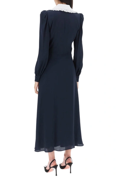 Shop Alessandra Rich Midi Dress With Contrasting Collar