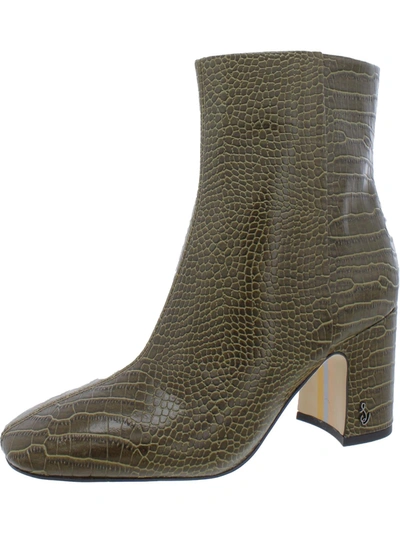 Shop Sam Edelman Fawn Womens Dressy Leather Ankle Boots In Green