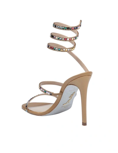 Shop René Caovilla Rene Caovilla Satin Sandal With Colored Crystals In Multicolor