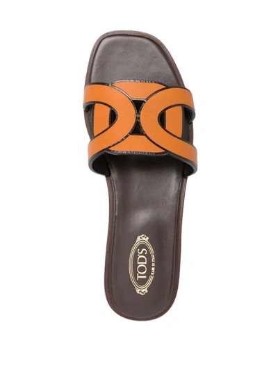 Shop Tod's Sandals Shoes In Yellow &amp; Orange