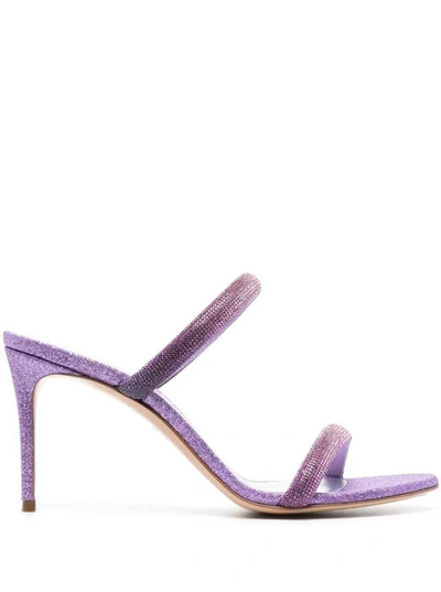 Shop Casadei Violet Glittered  Julia Holliwood Mules In Calf Leather Woman