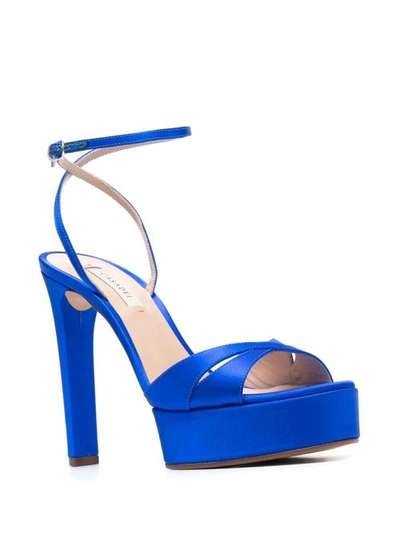 Shop Casadei 'ophelia' Eletric Blue Sandals With Platform Woman In Satin