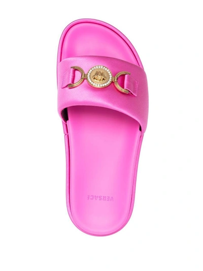 Shop Versace Sandals In Pink/gold