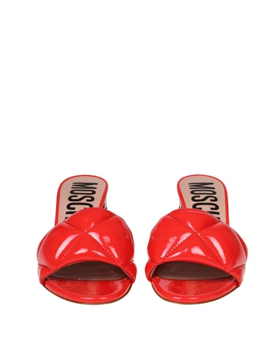 Shop Moschino Sandal In Matelassé Patent Leather In Red
