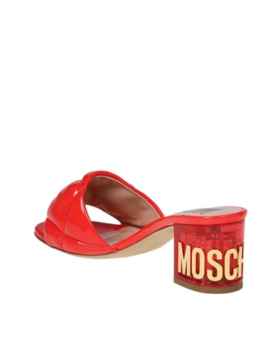 Shop Moschino Sandal In Matelassé Patent Leather In Red