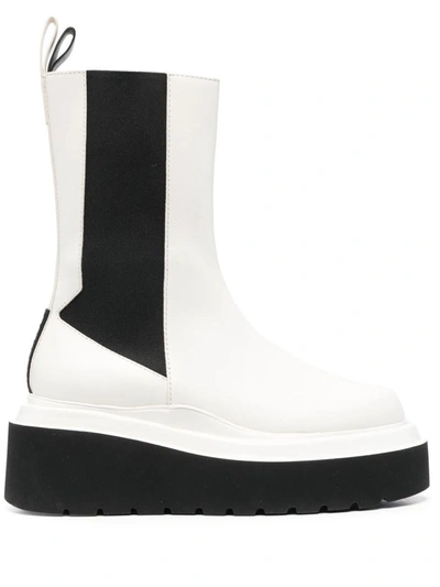 Shop 3juin Luna Leather Ankle Boots In White