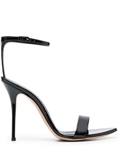 Shop Casadei Black Patent Finish Sandals With Stiletto Heel In Leather Woman