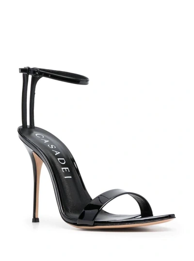 Shop Casadei Black Patent Finish Sandals With Stiletto Heel In Leather Woman