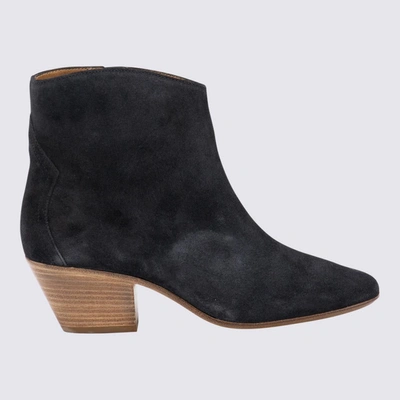 Shop Isabel Marant Faded Black Suede Dicker Ankle Boots