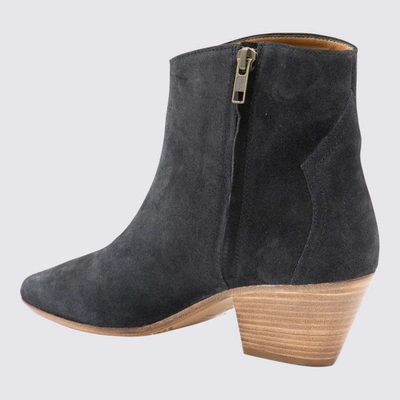 Shop Isabel Marant Faded Black Suede Dicker Ankle Boots
