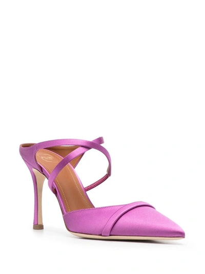 Shop Malone Souliers Yoana 90 Satin Mules In Purple