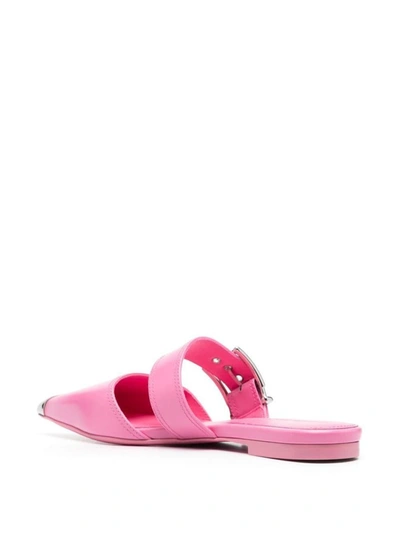 Shop Alexander Mcqueen Buckled Leather Mules In Pink