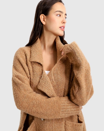 Shop Belle & Bloom Born To Run Sustainable Sweater Coat In Beige