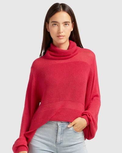 Shop Belle & Bloom Nevermind Sheer Panelled Knit In Red