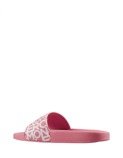 Moncler Round Toeline Open Toe Flat Sole Slides In Pink