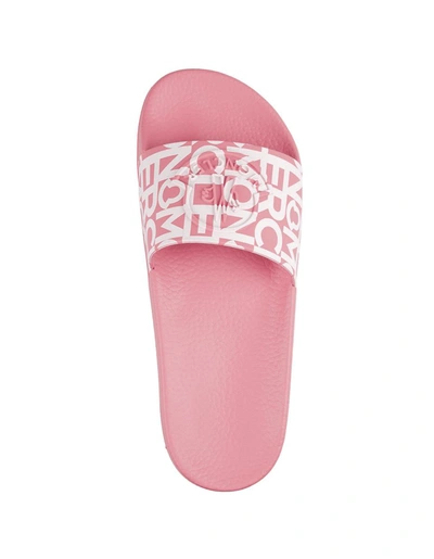 Moncler Round Toeline Open Toe Flat Sole Slides In Pink