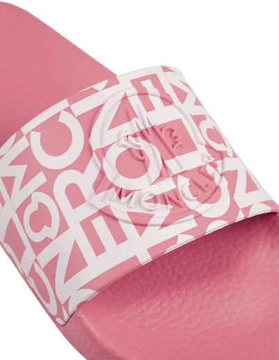 Moncler Round Toeline Open Toe Flat Sole Slides In Pink
