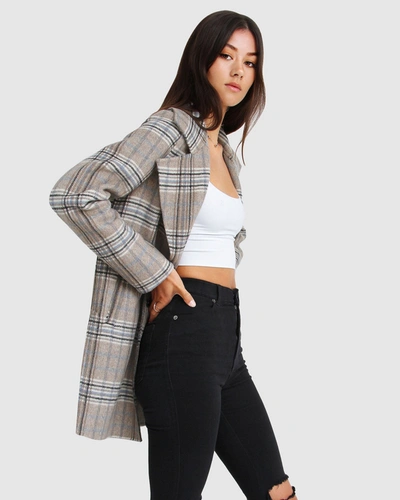 Shop Belle & Bloom New Fit Exboyfriend Wool Blend Oversized Jacket In Grey
