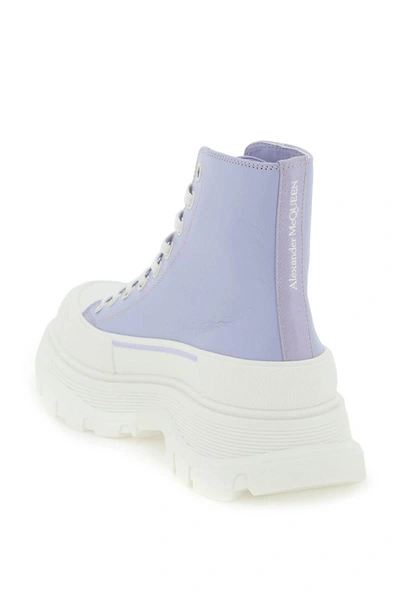 Shop Alexander Mcqueen 'tread Slick' Leather Ankle Boots In Purple
