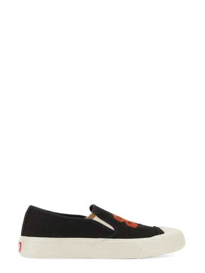Kenzo Embroidered-logo Slip-on Sneakers In Black