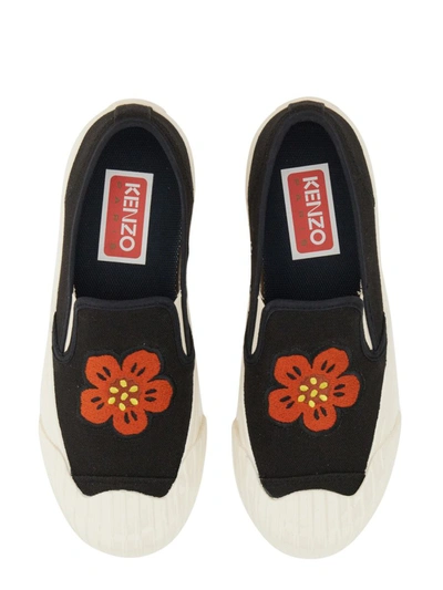 Kenzo Embroidered-logo Slip-on Sneakers In Black