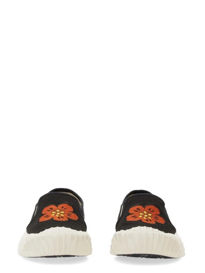 Kenzo Embroidered-logo Slip-on Sneakers In Black