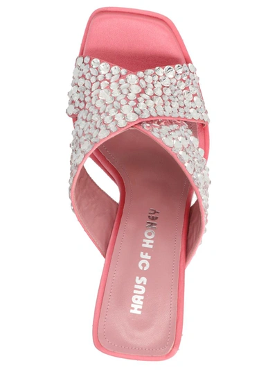 Haus Of Honey Pink Crossed Band Sandals In Pink