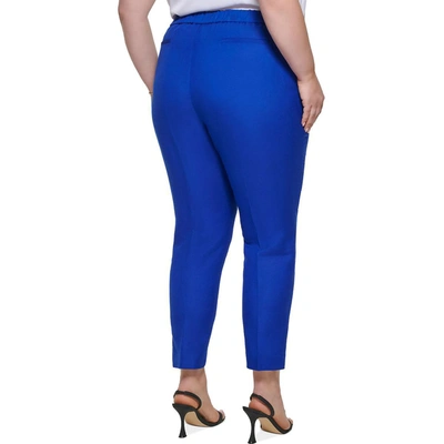 Shop Calvin Klein Plus Womens Linen Pocket Straight Leg Pants In Blue