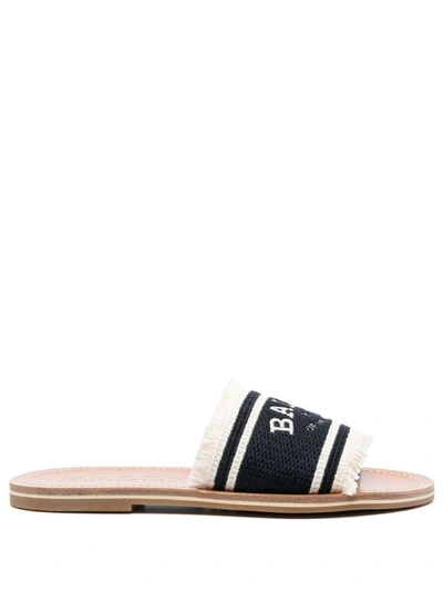 Bally 15mm Logo-print Open-toe Mules In Black/bone