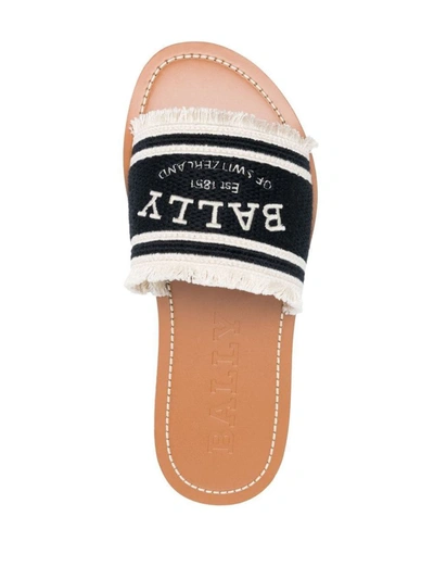 Bally 15mm Logo-print Open-toe Mules In Black/bone