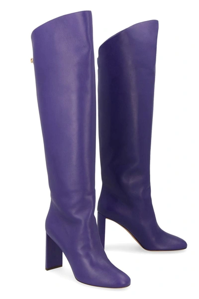 Shop Maison Skorpios Adriana Leather Boots In Purple