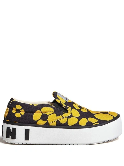 Shop Marni Sneakers In <p>floral-print Sneakers From  Featuring Cotton, All-over Floral Print, Embossed Logo To The Re