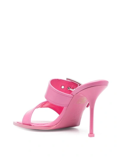 Shop Alexander Mcqueen Punk Double Buckle Leather Sandals In Pink