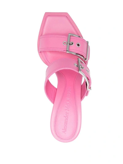 Shop Alexander Mcqueen Punk Double Buckle Leather Sandals In Pink