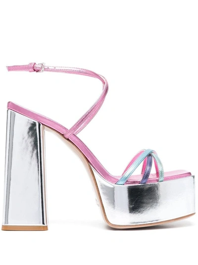 Shop Haus Of Honey Wannabe Mirror Leather Sandals In Silver