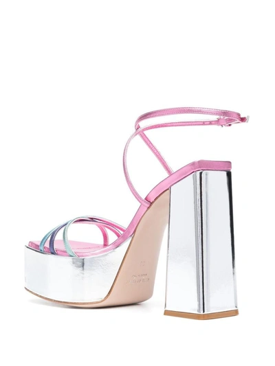 Haus Of Honey Strappy High-heeled Platform Sandals In Silver